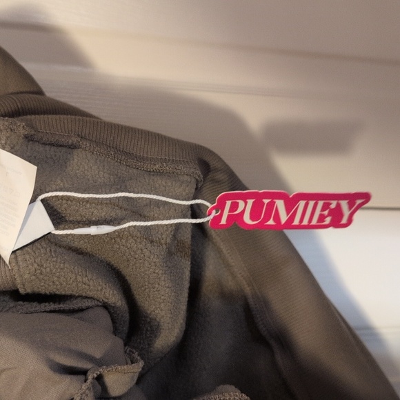 Pumiey Taupe Olive Green Oversized Crewneck Women's Size L Sweatshirt NWT - Picture 6 of 11